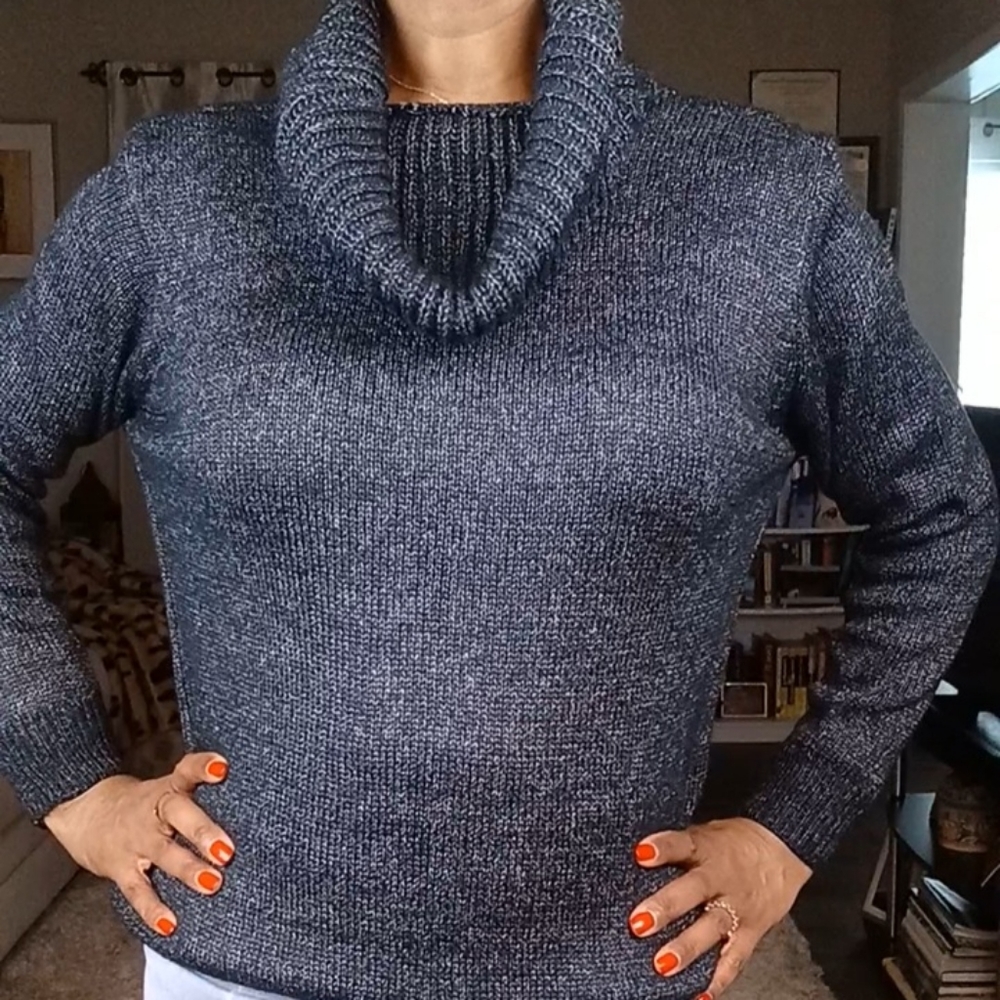 LDS Cowlneck Sweater - Black & White